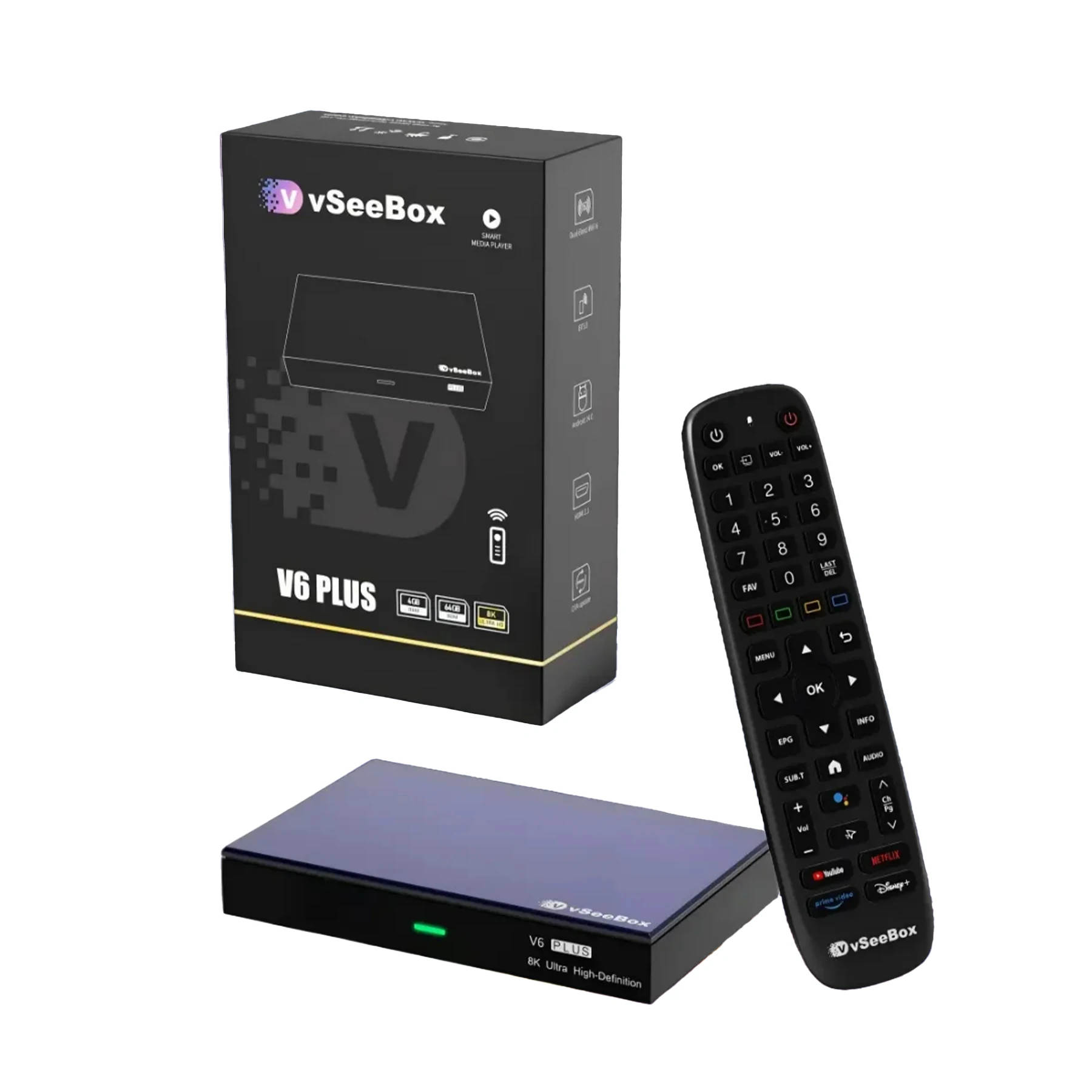 vSeeBox V6 Plus 64GB 8K HD التحكم الصوتي المعتمد رسميًا