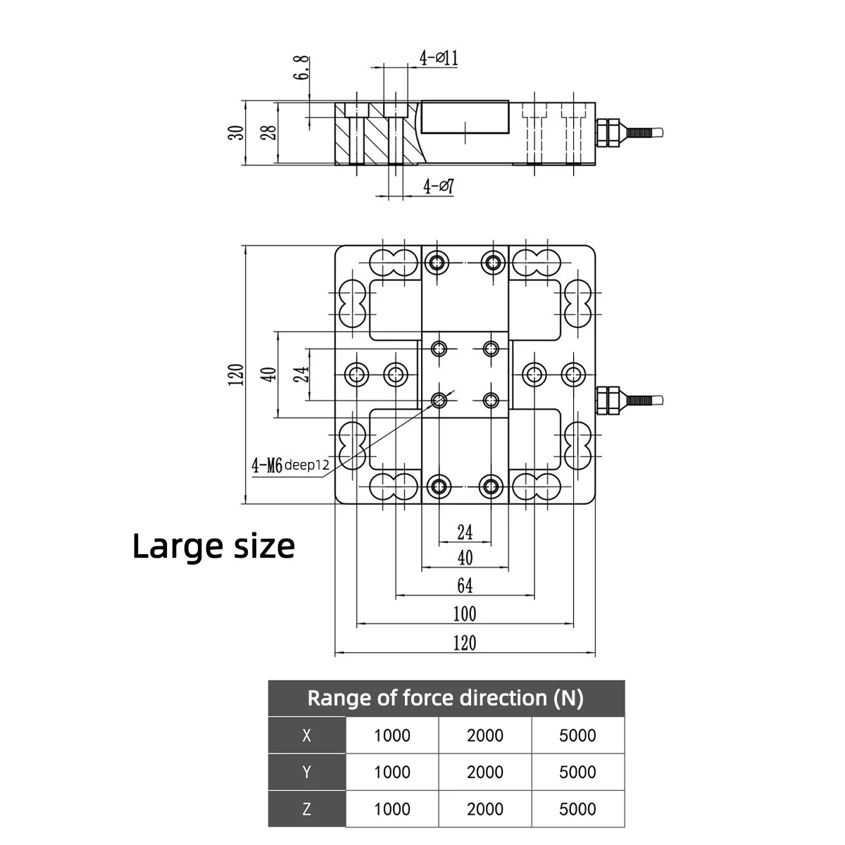 Multi Component Force Weighing Sensor, Six Axis Industrial Automation Force Measurement, XYZ Axis 100N,500N,1000N,2000N,5000N