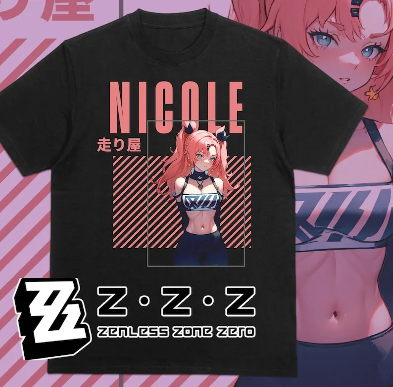 Zenless Zone Zero Shirt, Nicole Demara Shirt,  anime,, Pink Geometry