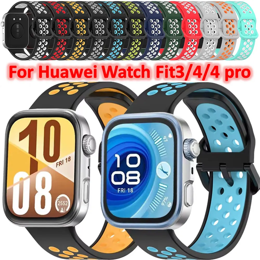 Two-tone Silicone Strap for Huawei Watch Fit 4Pro Fit4 Replacement Accessories Correa Bracelet For Huawei Watch Fit 3 Wristbands