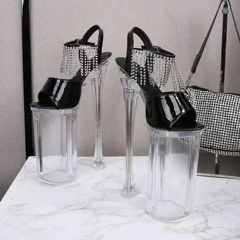Gland talons hauts discothèque talons Super hauts 26CM modèle sandales femmes courtes Sexy défilé pôle danse chaussures