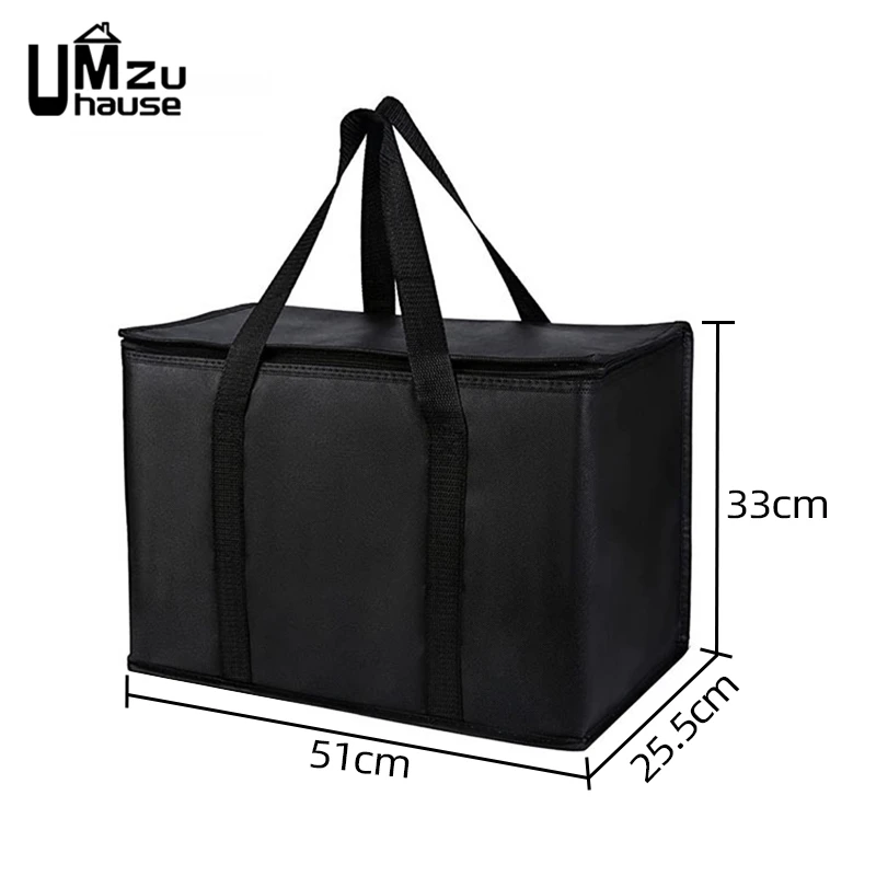 43L Insulated Tote Bag Grocery Fruit Food Meal Big Storage Cooler Delivery Zipper Thermal Case Outdoor Shopping Market Organizer