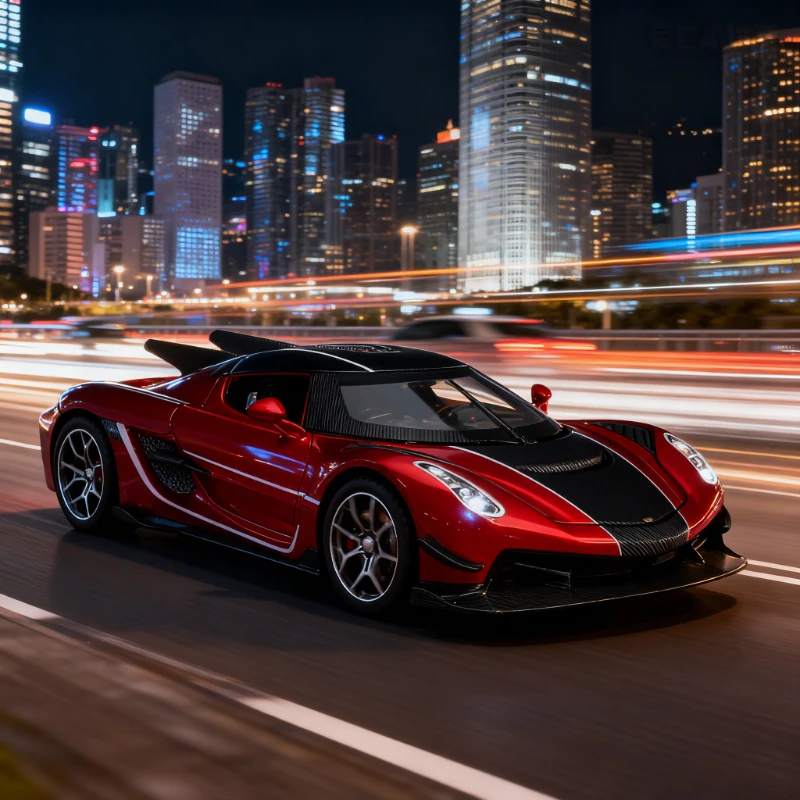 1:32 Jesko Absolut Supercar Alloy Car Model Sound and Light Pull Back Children's Toy Collectibles Birthday gift