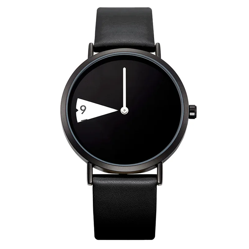 Fashion Personality Concept Quartz Watch for Women with Single Hand Contrast Dial plus Ultra Thin Waterproof Leather Strap
