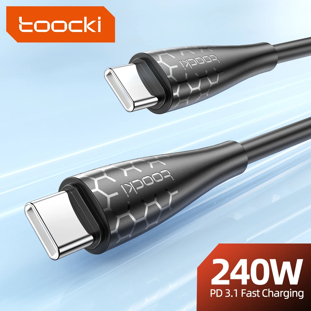 Toocki 240W typ C do typu C kabel 100W PD 3.1 szybkie ładowanie kabla USB C do USB C do szybkiego ładowania dla Xiaomi MacBook Laptop