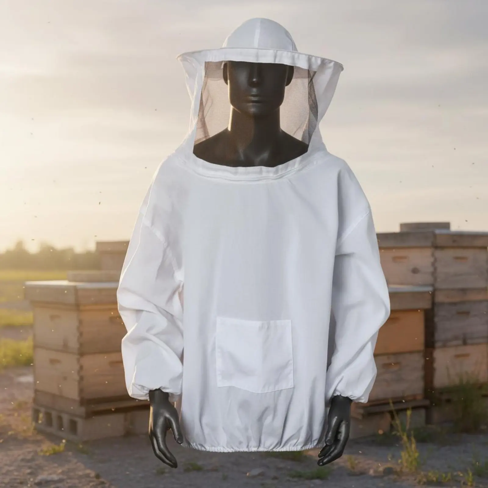 Bee Suit and Tool Kit Elastic Sleeve Ends Bee Suit Jacket and Tool Set Beekeeper Beginner Kit Hooded Head Net Detachable Mesh