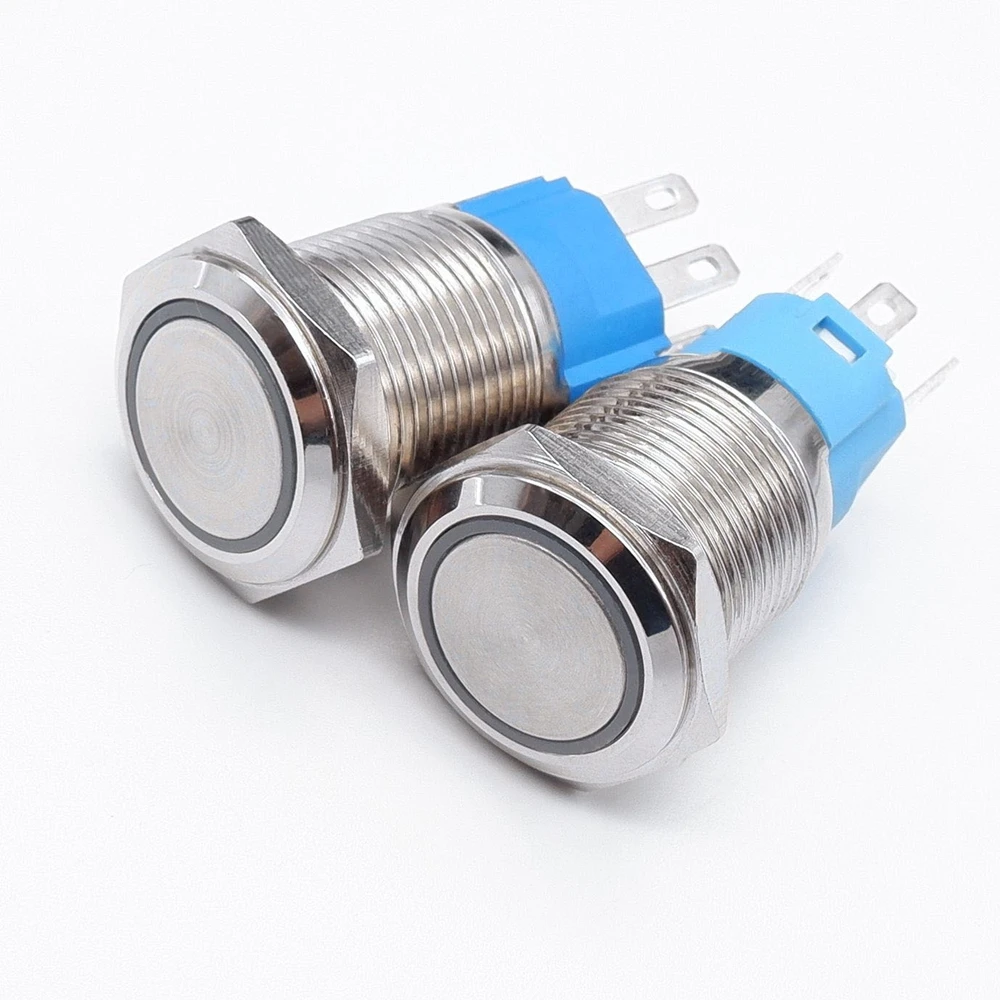 16mm Two-Color Three Color Metal Push Button Switches Power Supply Switch Controlling Device Start Stop LED Red Green 6v 12v 24v