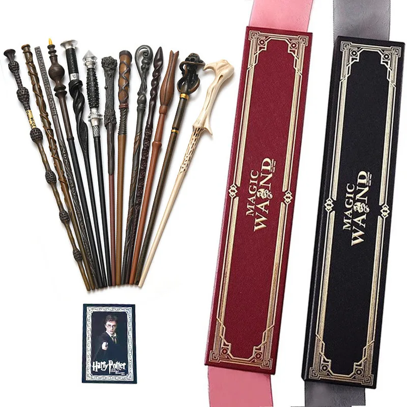 21styles Harry Potter Magic Wand With Hot Stamping Ribbon Box Character Cards Resin Material Cosplay Hermione Prop Voldemort Toy