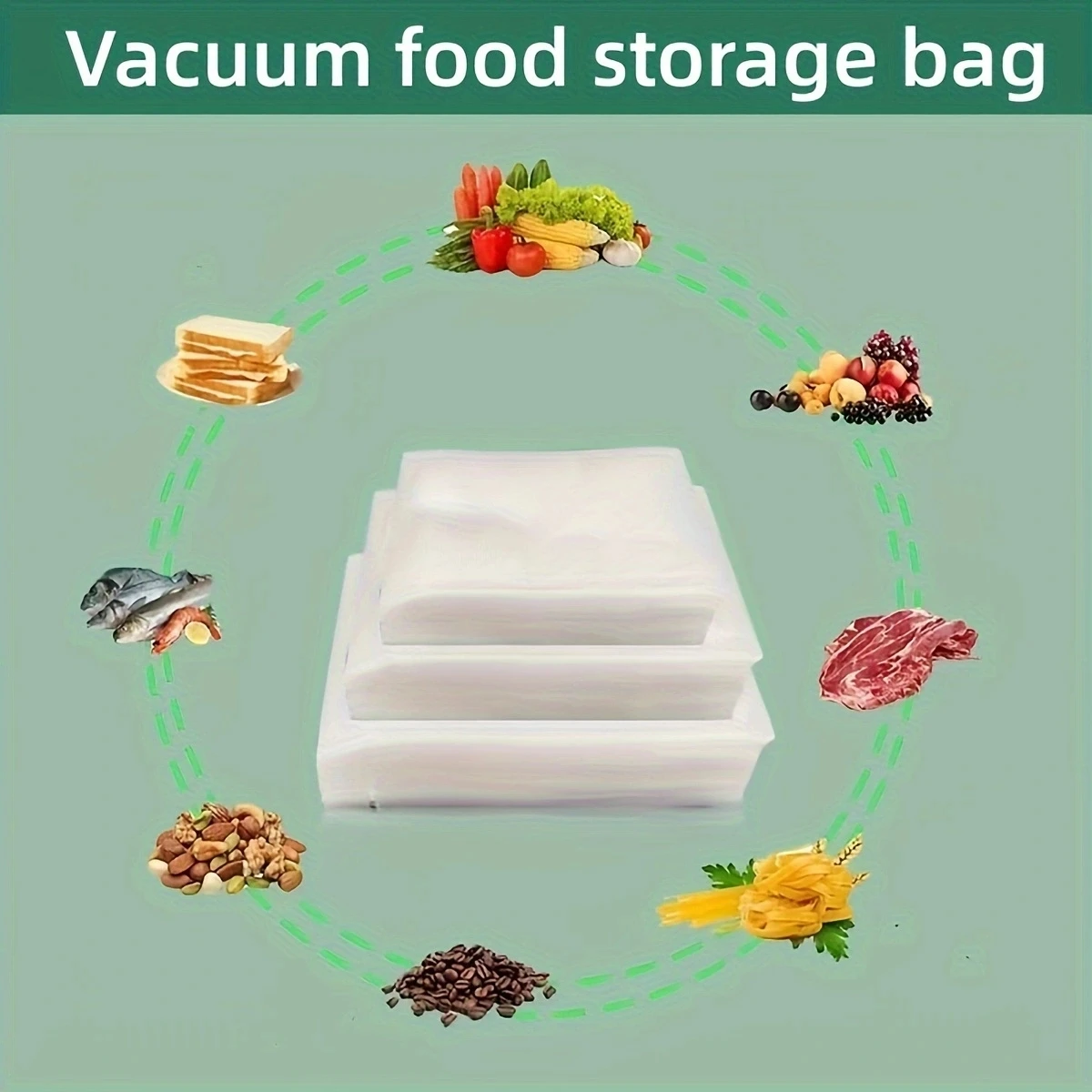 100 piece packaging bag, vacuum sealing machine packaging bag, vacuum sealed storage bag, kitchen supplies accessories