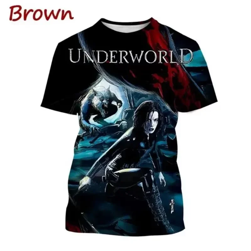 Fashion Unisex Clothing Sci-fi Movie Underworld 3D Print T Shirt Casual Personality Harajuku Street Round Neck Short-sleeved