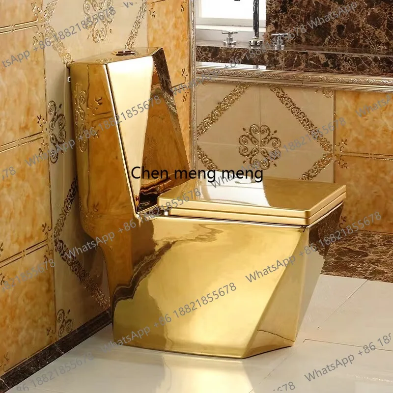 Household flush golden toilet siphon European toilet square ceramic water-saving toilet