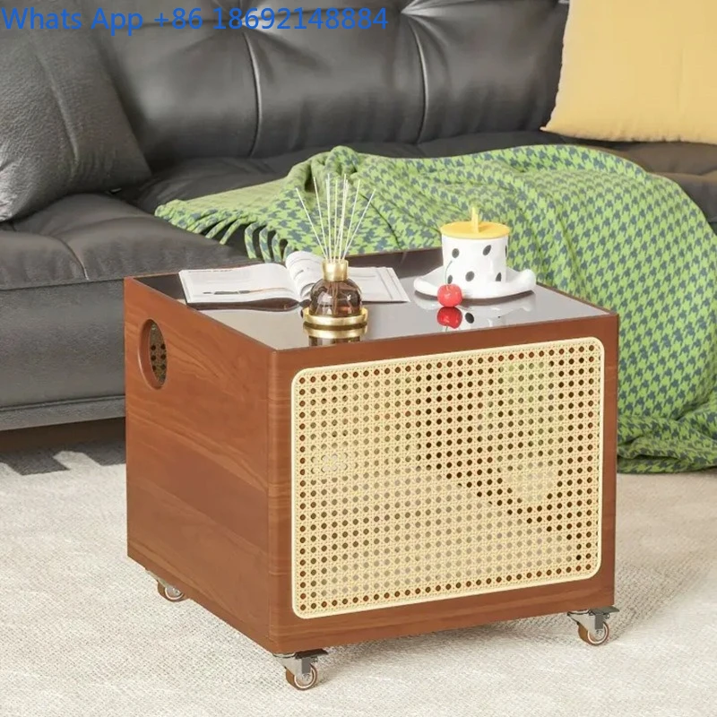 Pet Shared Furniture Cat Bed Dog Bed Solid Wood Rattan Bedroom Floor Side Table Cabinet Movable Cat
