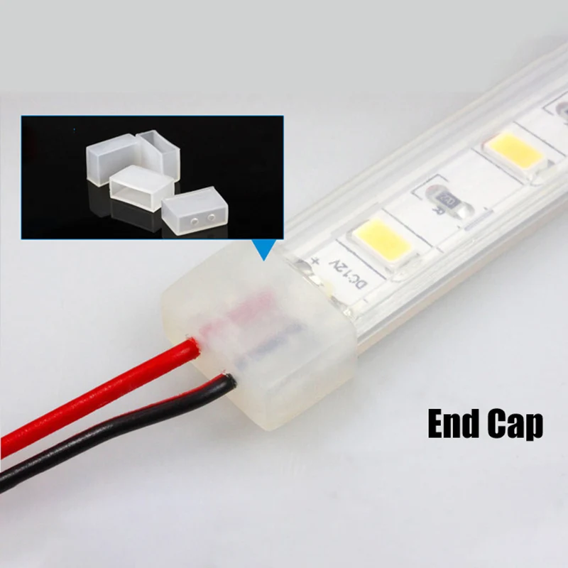 8/10/12Mm Led Transparent Silicone Tube Led Light Strip Accessory Ip67 Outdoor Waterproof Sleeve with End Cap Fixing Clip