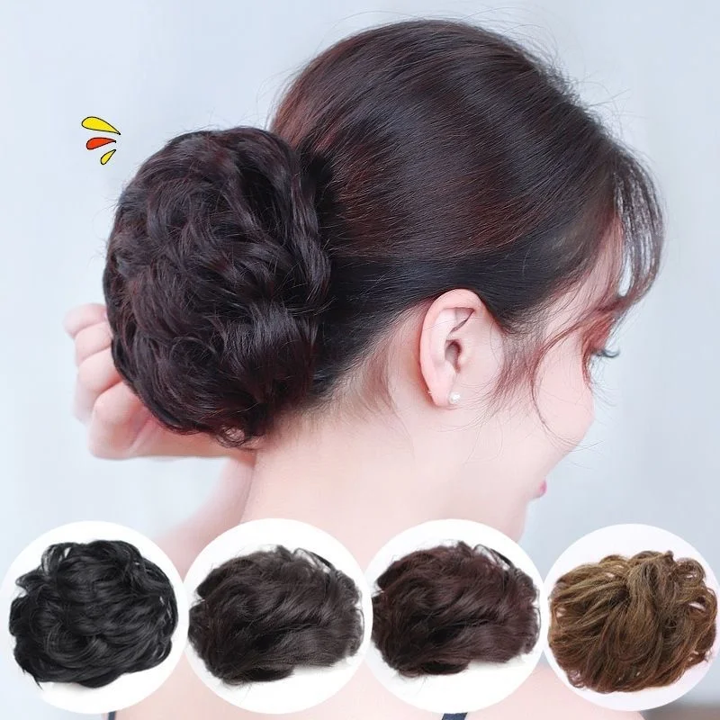 Donut Hair Bun Updo Chignon z elastyczną gumką do włosów - syntetyczne doczepiane włosy do naturalnego wyglądu codziennego noszenia Akcesoria do