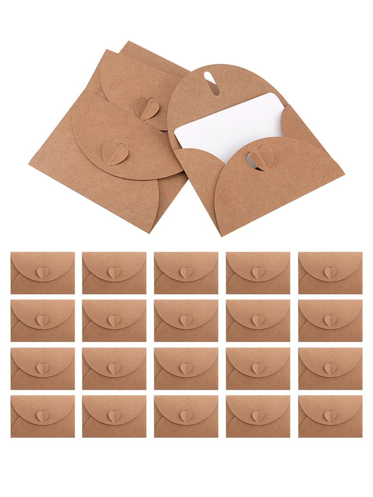 Envelope de papel marrom vintage com fechamento do coração, envelope com 40 cartões, obrigado nota saudação, presente de aniversário DIY, convite de Natal, 40pcs