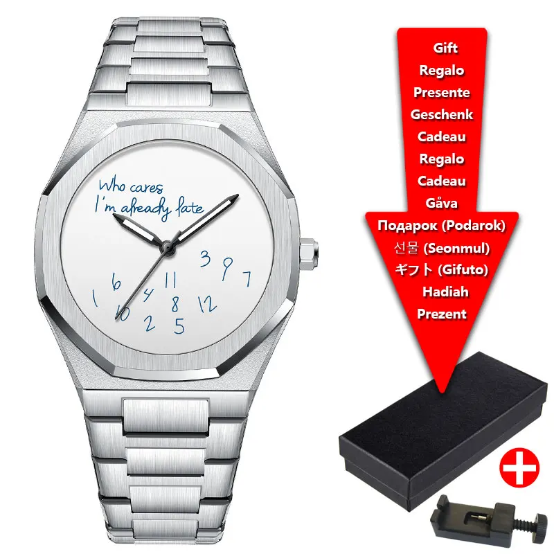

Unique Personality Teenage Men's Watch High-quality Waterproof Steel Strip Quartz Digital Dial Sports Watch with Watch Box