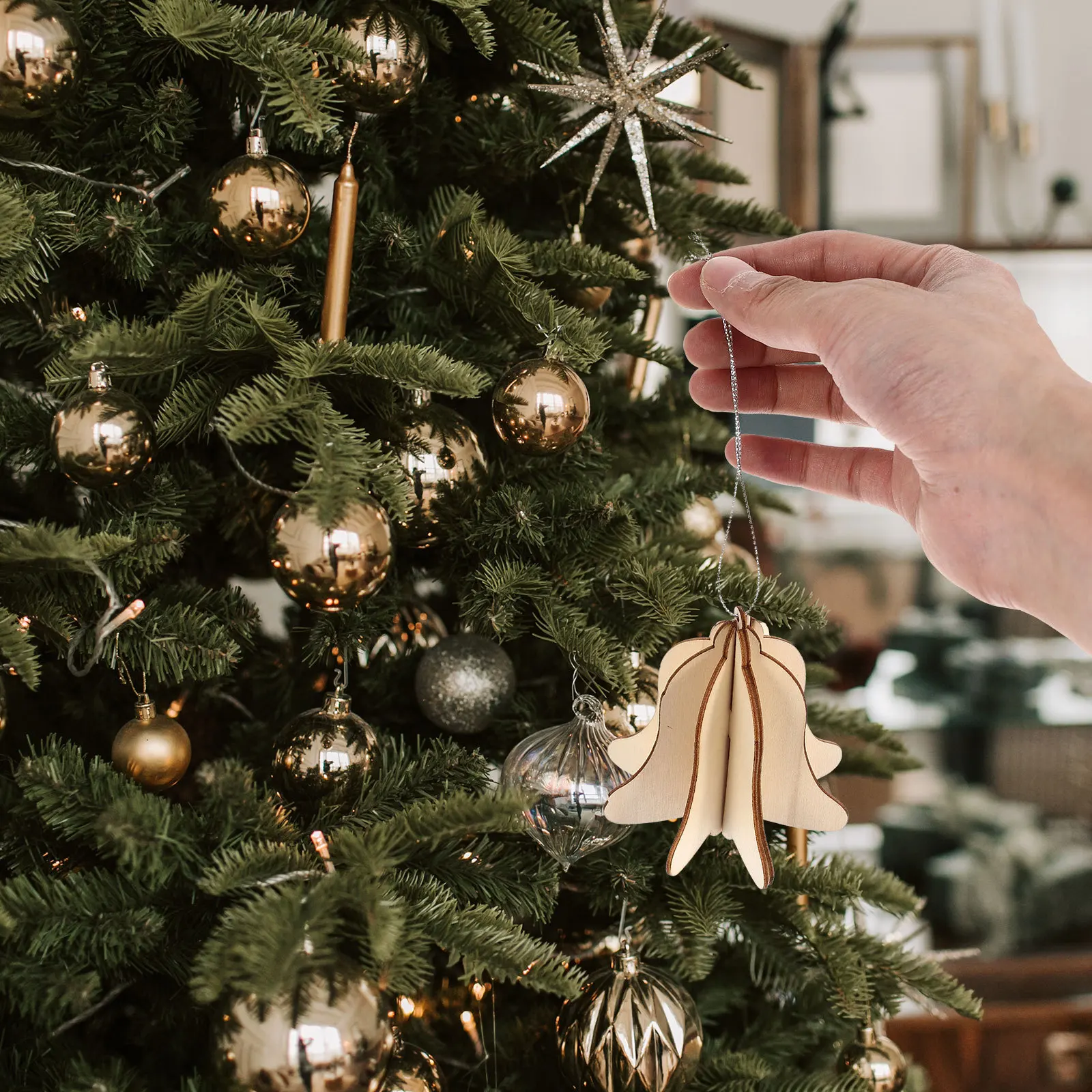 

6Pcs Wooden Xmas Tree Pendants Unfinished DIY Craft Hanging Ornaments Xmas Decorations Christmas Party Supplies