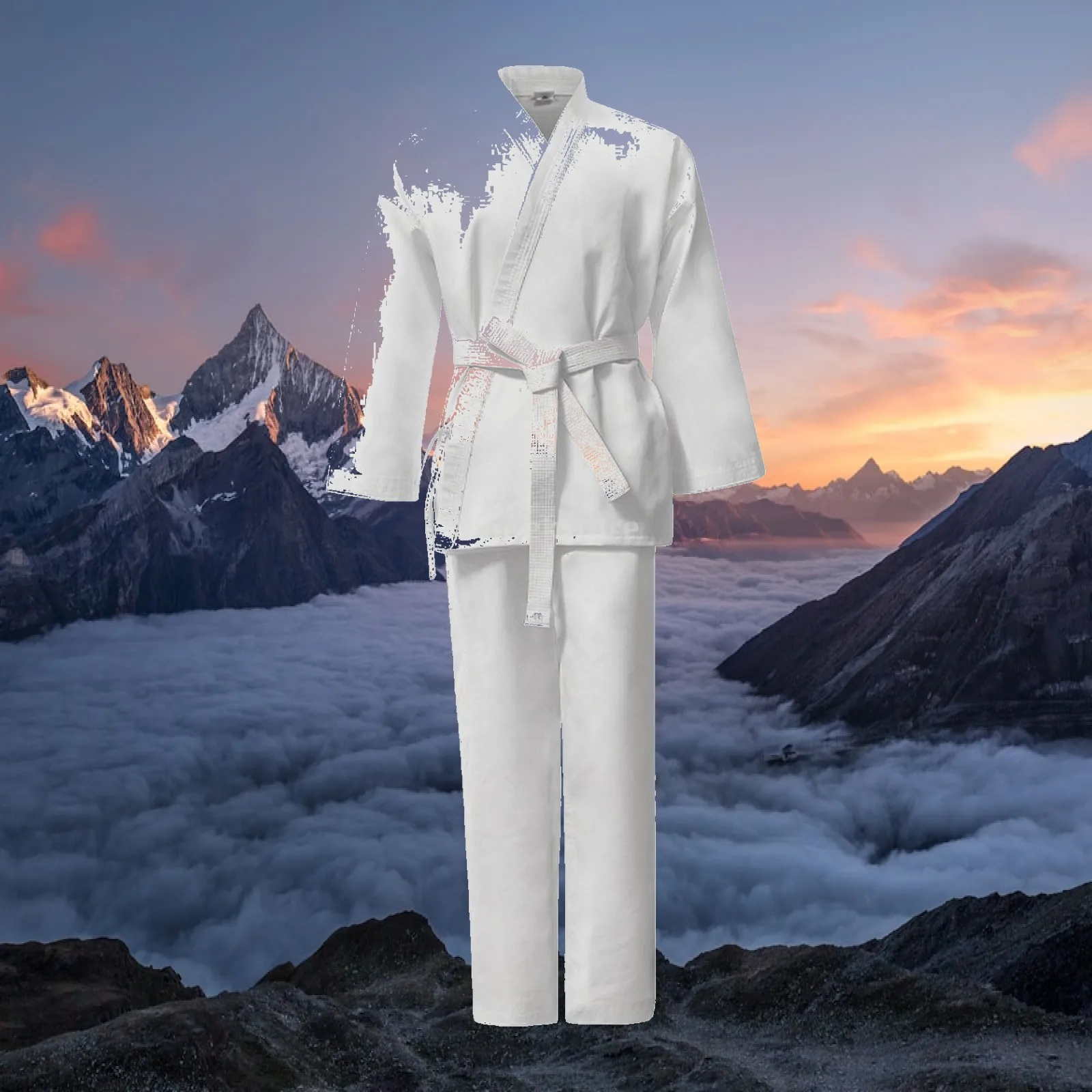 Karate Uniform with Belt Striped Karate Gi Combat Arts Uniform Lightweight Apparel Long-Lasting for Beginners, Dojo