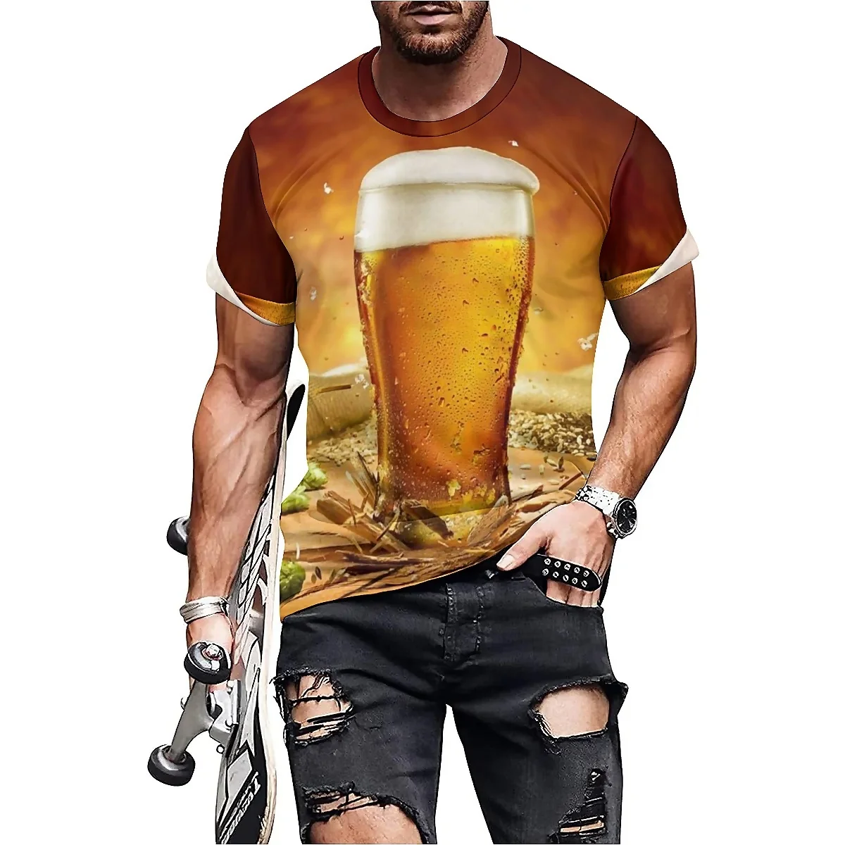 

Outdoor Sports Men's 3D Printed Short-Sleeve T-Shirt - Loungewear Relaxed Fit Top