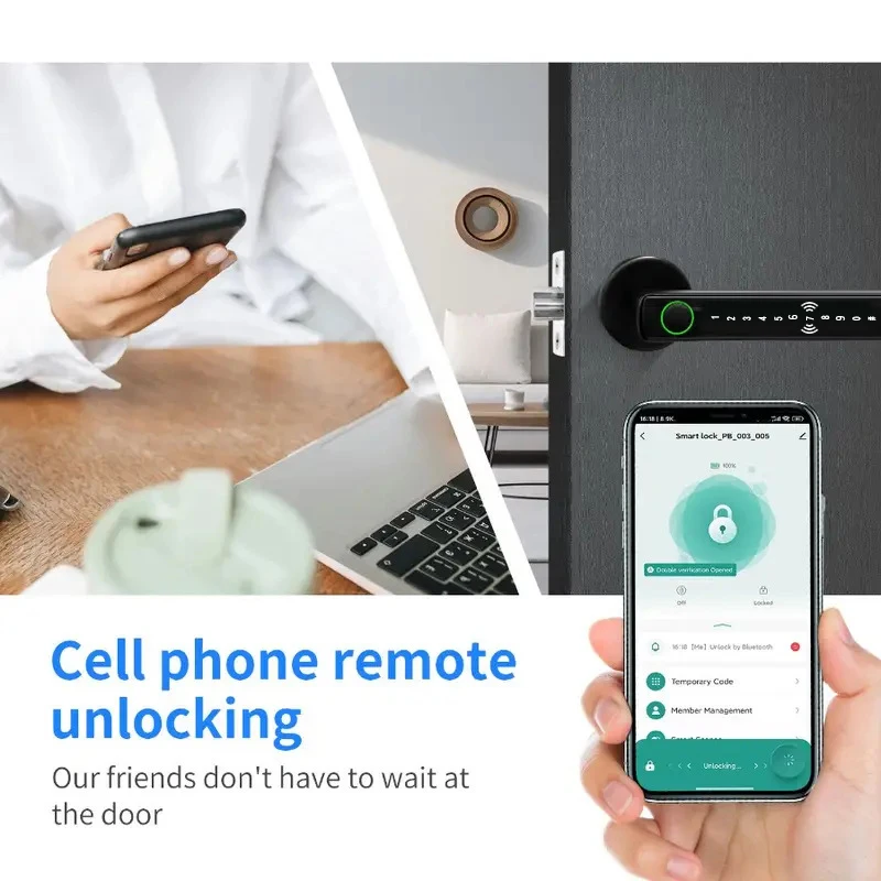 قفل بصمة الإصبع الذكي بمستشعر AI: قفل باب رقمي متصل بالواي فاي مع تطبيق Tuya، 6 طرق للدخول بدون قفل إلكتروني للمنزل