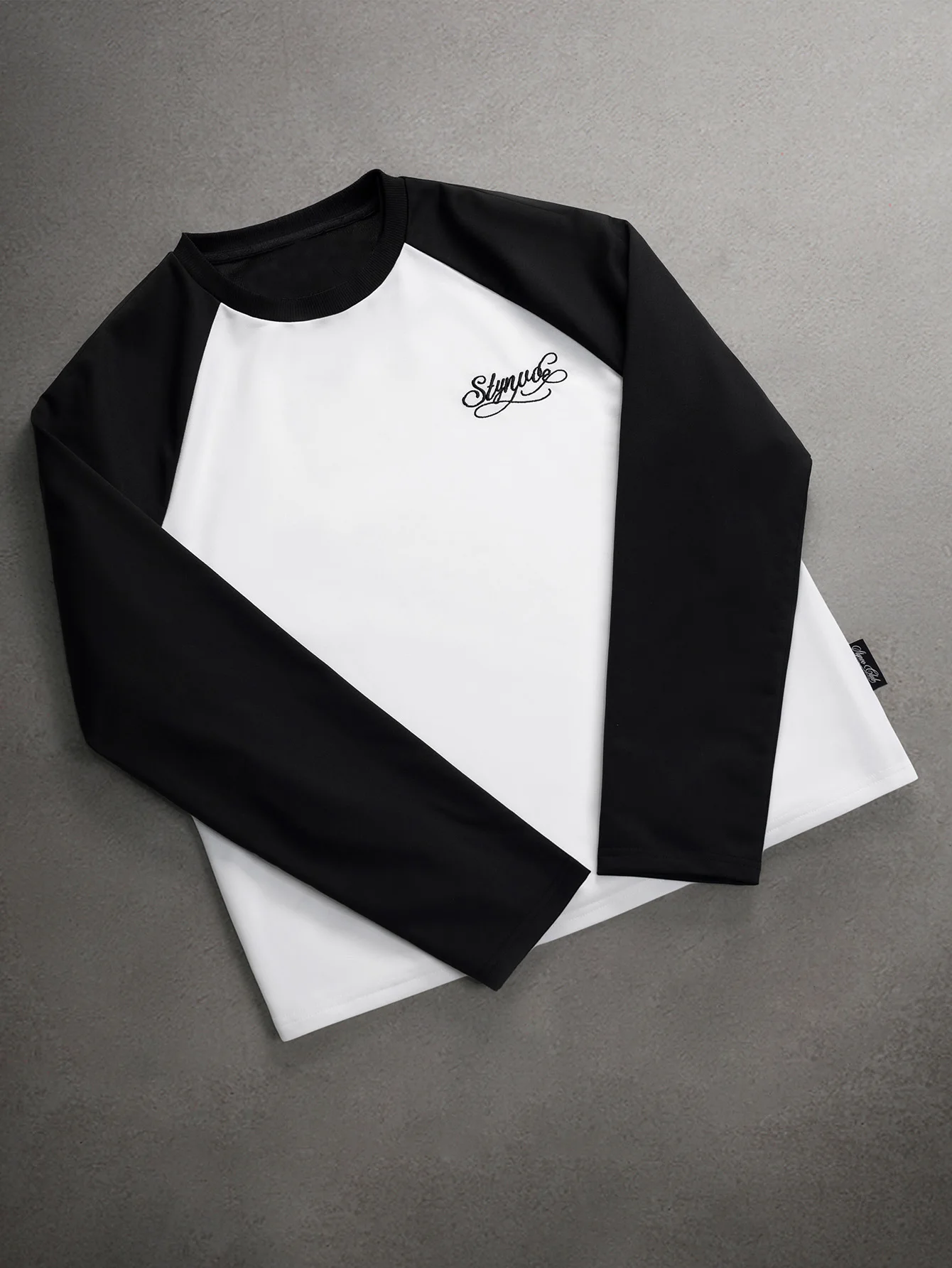 Men's & Women's Raglan Long Sleeve T Shirt Cursive Letter Embroidery Streetwear Casual Top XS‑2XL