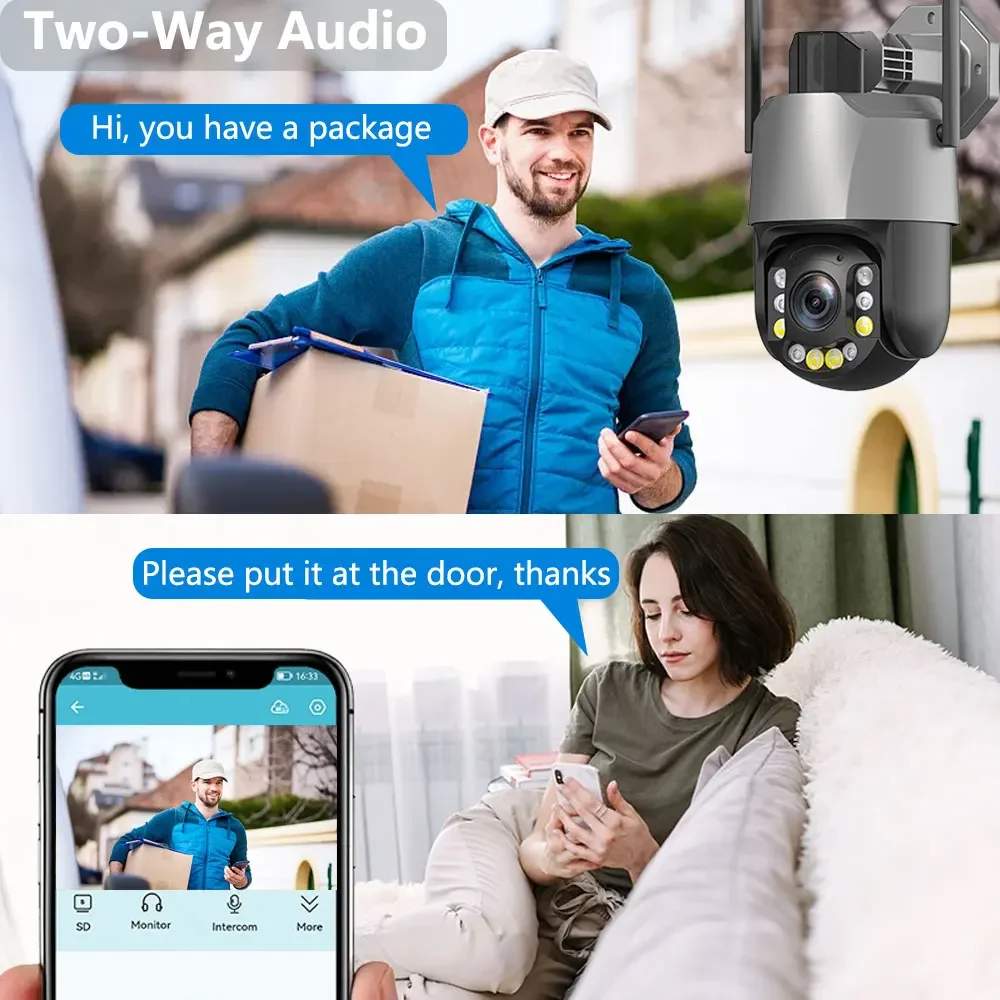 Full Color Infrared Human Detection 8MP 4K 50X 20X Optical Zoom Rotation Two-Way Audio POE PTZ IP Surveillance Speed Doom Camera