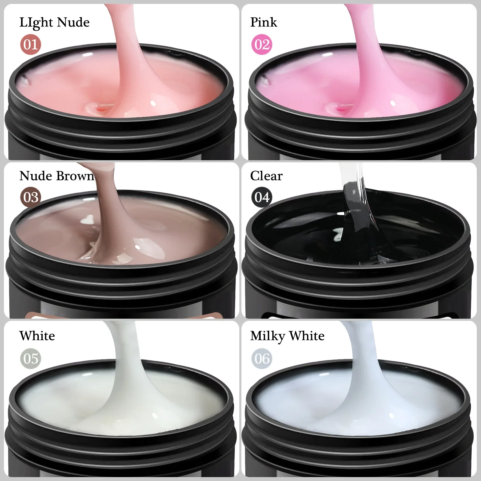 150g Transparent Nail Extension Gel Jelly White Light Pink Acrylic Nail Art UV LED Gel Semi Permanent Varnish Extension Tool