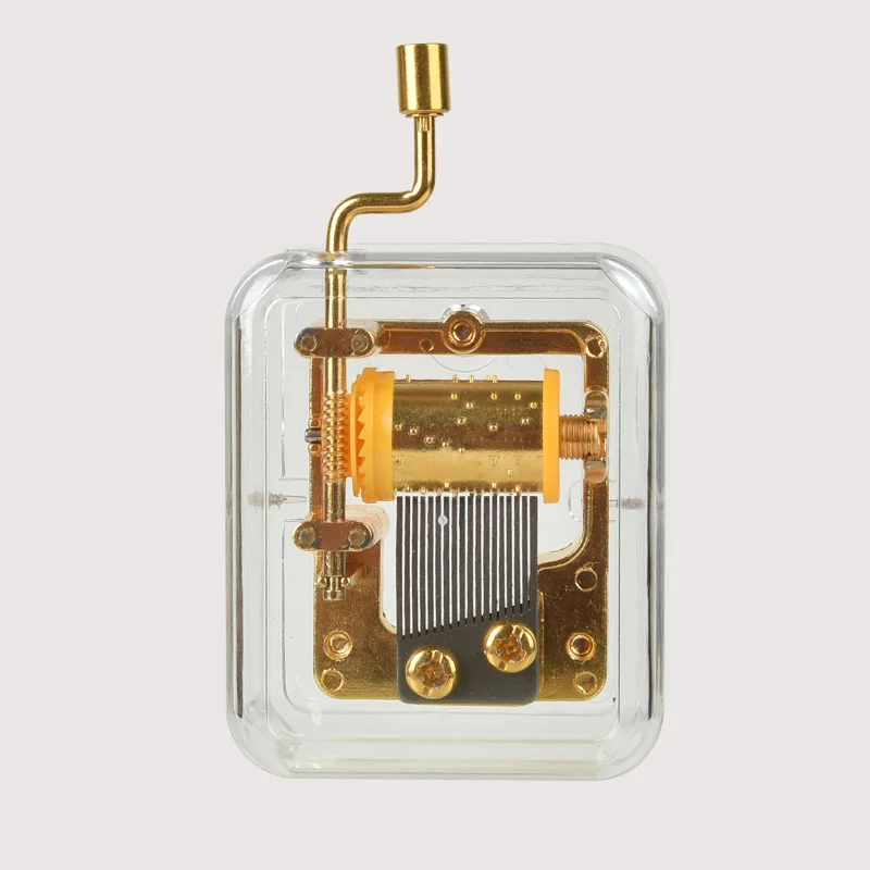 24K Gold Plated Transparent Music Box, Miniature Eight-tone Box，Creative Craft Gift for Birthday