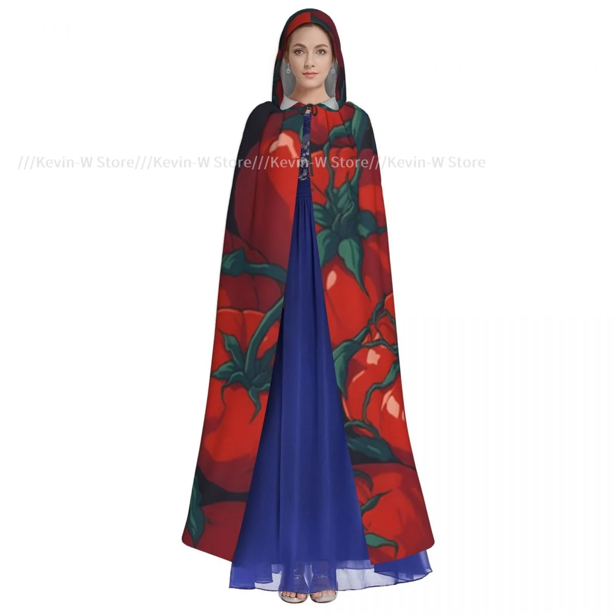 Red Tomatoes Hooded Cloak Polyester Unisex Witch Cape Costume Accessory