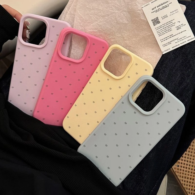 Simple Cute Love Heart Macron Case Compatible for IPhone 13 12 16 11 15 14 Pro Max XR XS Max X 16 15 Plus Leather Texture Case
