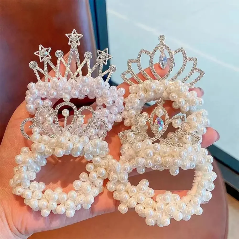 Haargummis Prinzessin Krone Haarseil Kinder Ornamente Gebündeltes Haar Perlen Haarband Haar Styling Zubehör Elastische Haarbänder Frauen