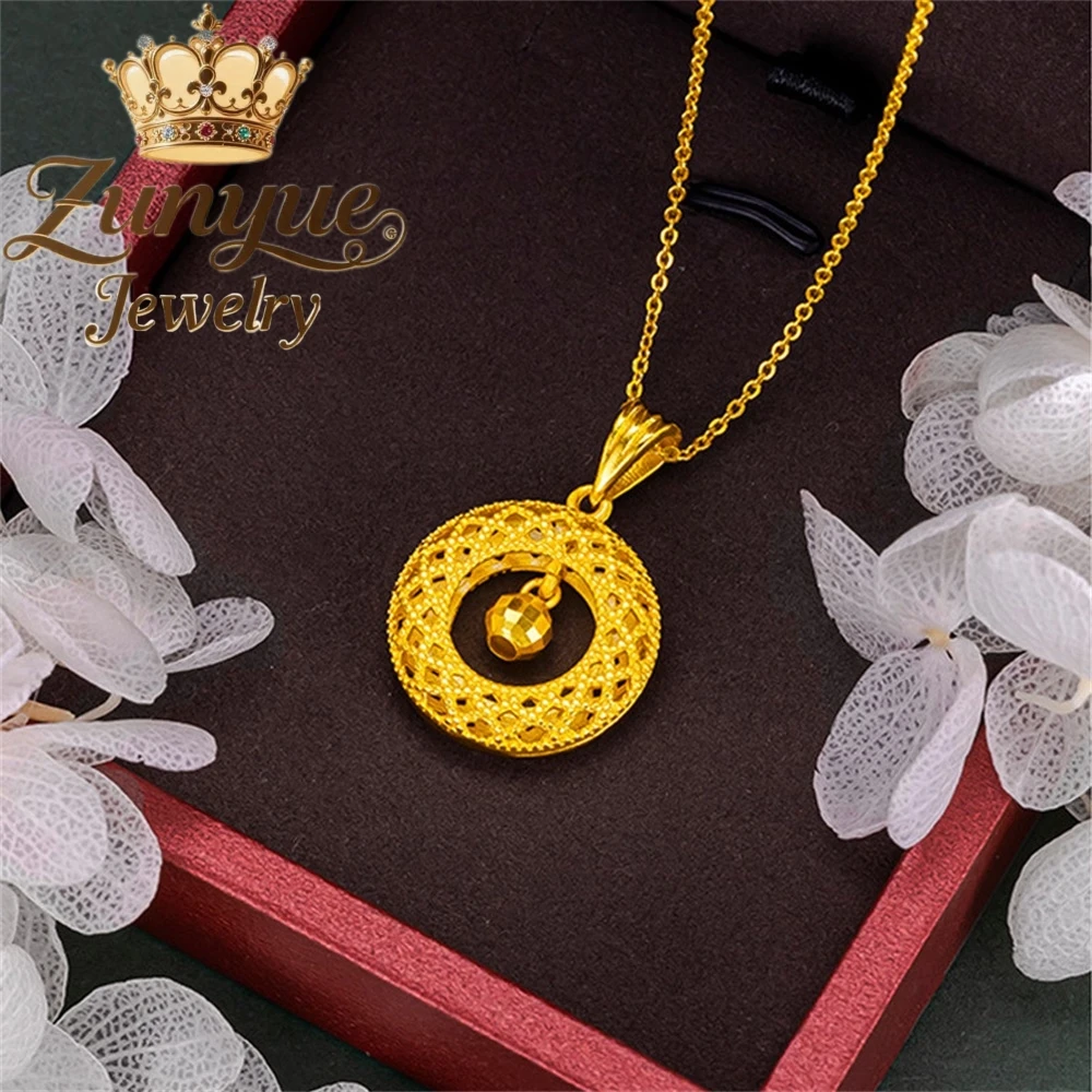 

Sand Gold New Silk Hollow Transshipment Beads Peace Buckle Pendant Necklace Light Luxury Niche Collarbone Chain Charms Elegant