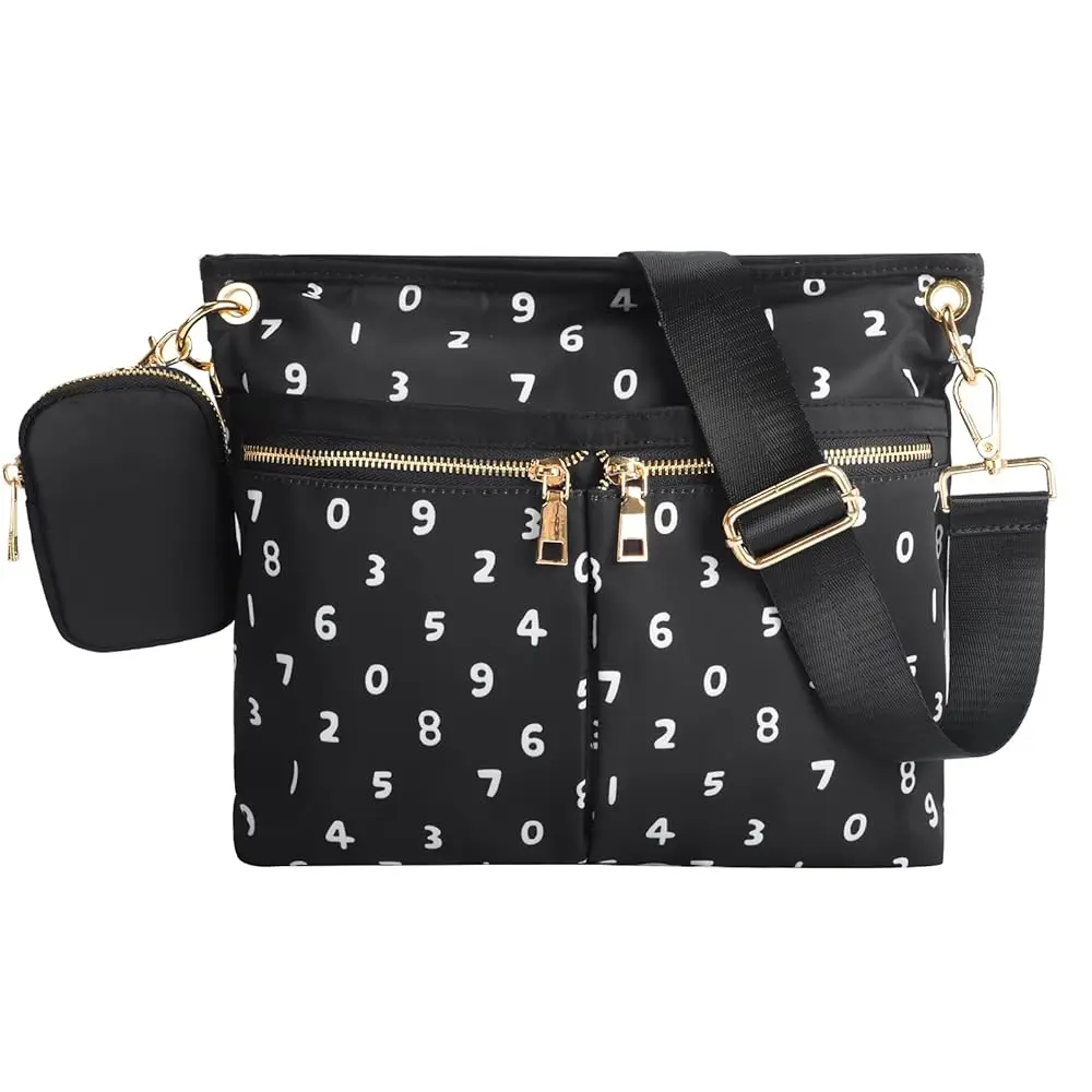 

Crossbody Bag High Texture Double Zipper Casual Shoulder Women's Bag Nylon Cloth Perforated Messenger Bag