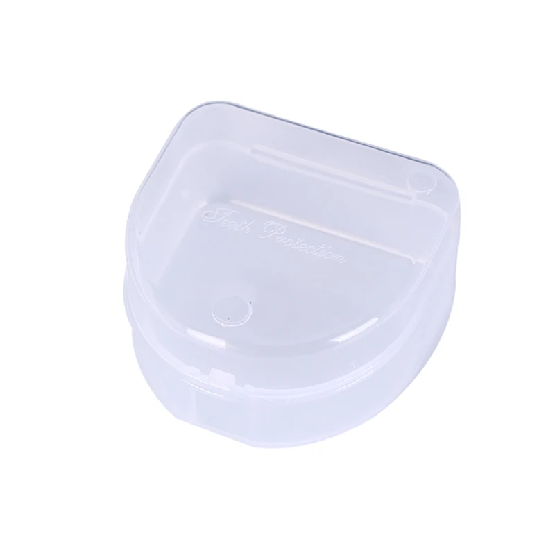 Dental Box Denture Teeth Storage Case Mouth Guard Container 6.4x6.5x3.5cm