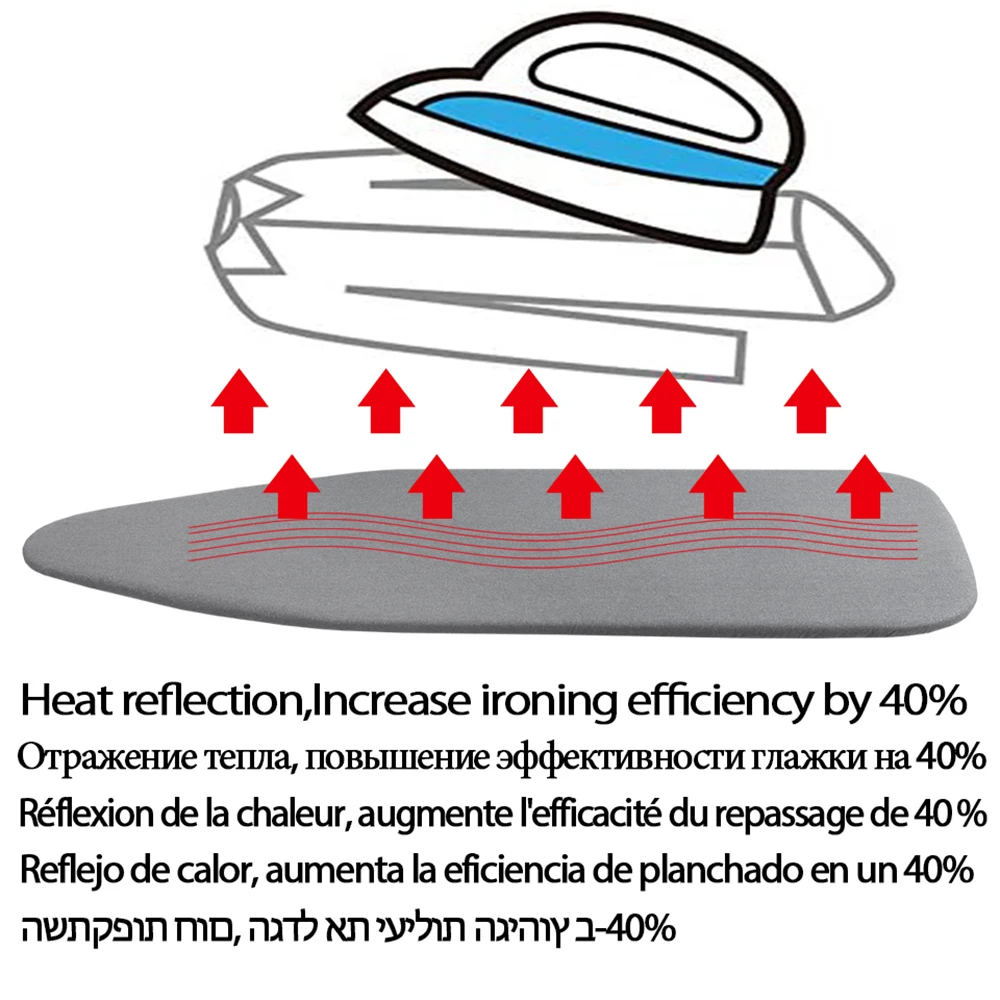 Ironing Board Cover Scorch Resistant, Cotton Cloth Ironing Cover with Padding Heat Reflective Heavy Duty Pad 140x50cm