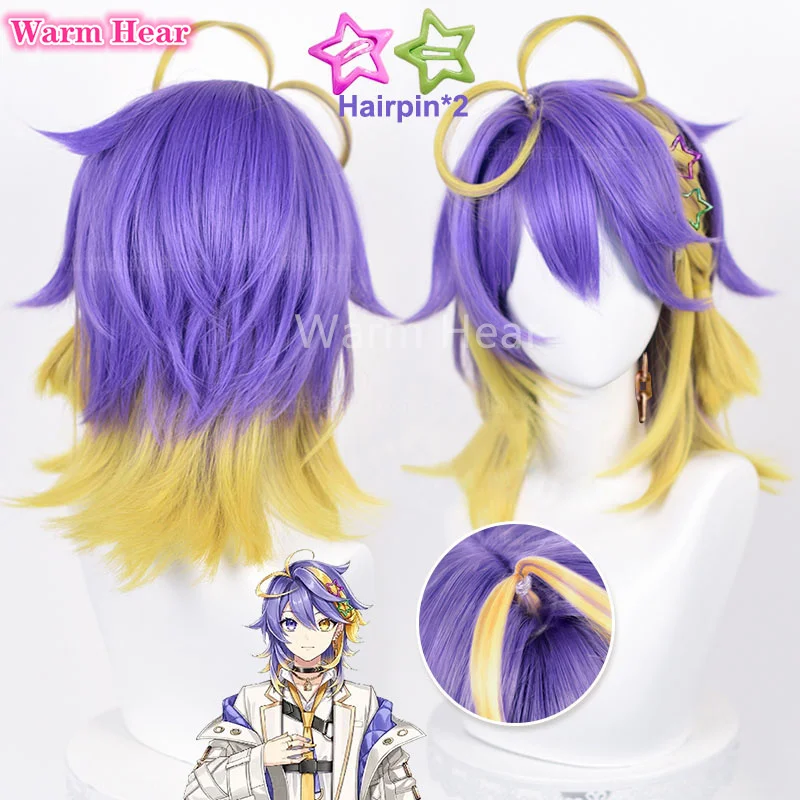 Vtuber Aster Arcadia Cosplay Wig NIJISANJI EN ILUNA  Aster Arcadia Wigs 42cm Short Heat Resistant Synthetic Hair Wigs + Wig Cap