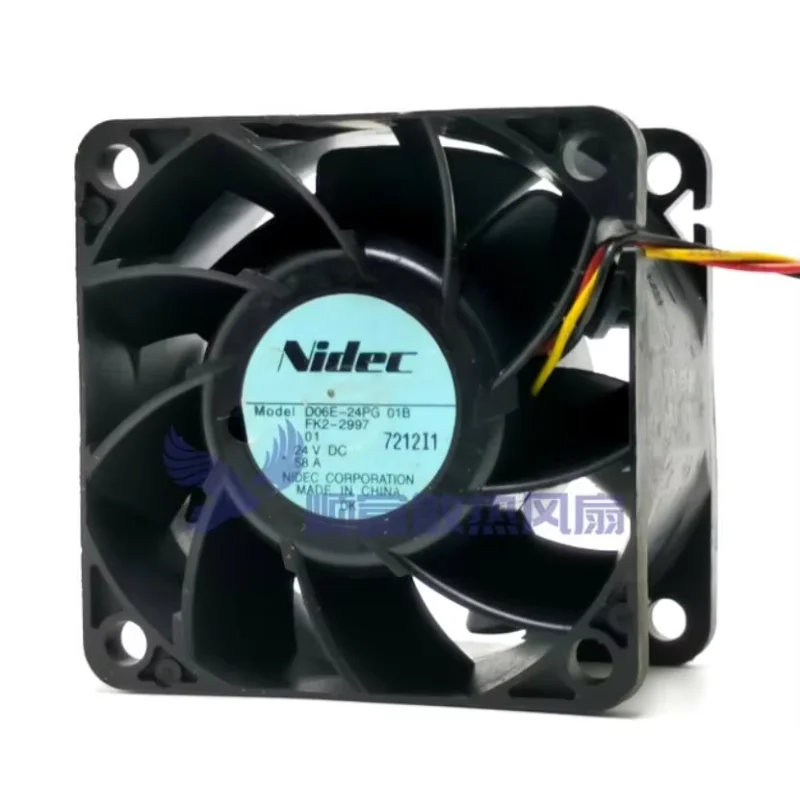 

Nidec D06E-24PG 01B DC 24V 0.58A 60x60x38mm 3-Wire Server Cooling Fan