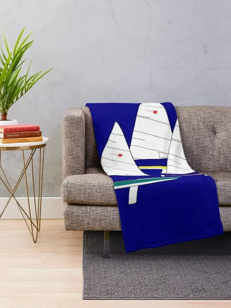 Laser Sailboats Racing Throw Blanket Plaid Quilt Blankets