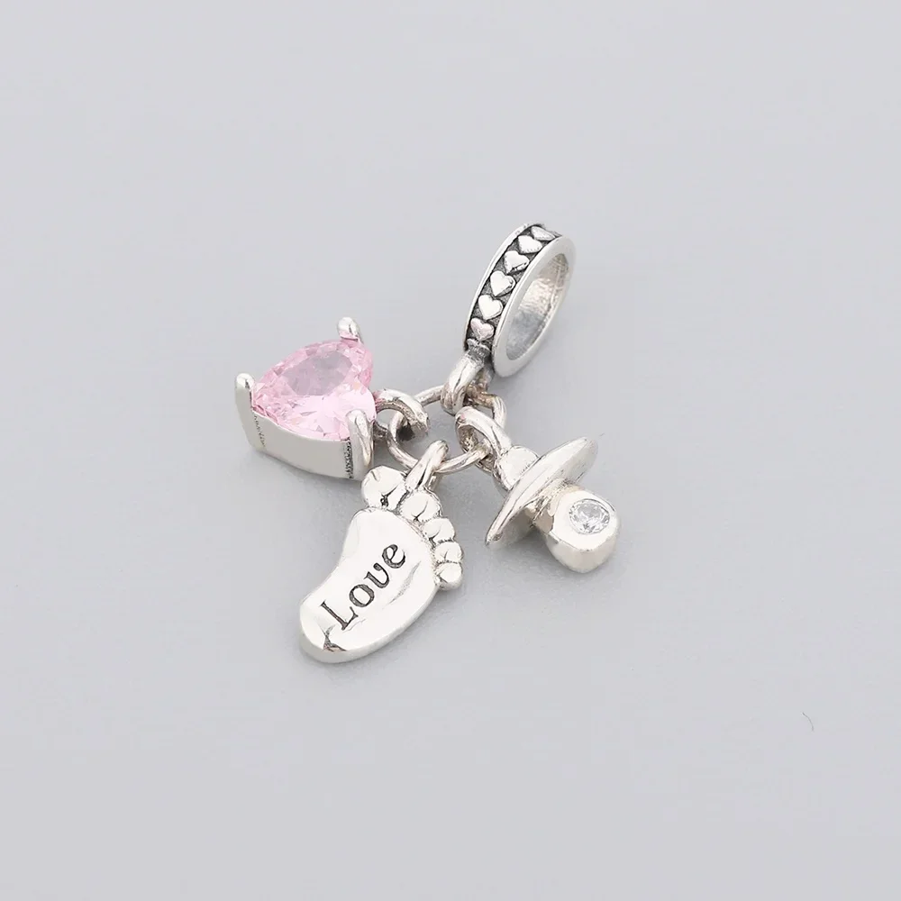 Fit Original Pan Charm Bracelet 925 Sterling Silver Baby Foot Nipple Love Bead For Making Women New Mother Berloque DIY