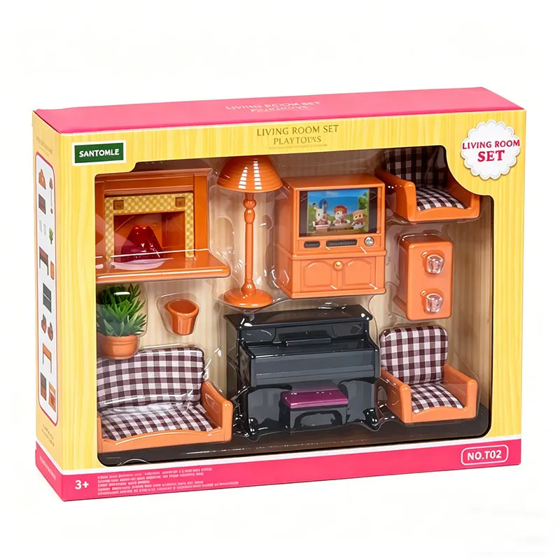 1/12 Scale Dollhouse Furniture Set Bedroom Bathroom Kitchen Livingroom Miniature DIY Accessories for Kid Pretend Play Mini House view 6