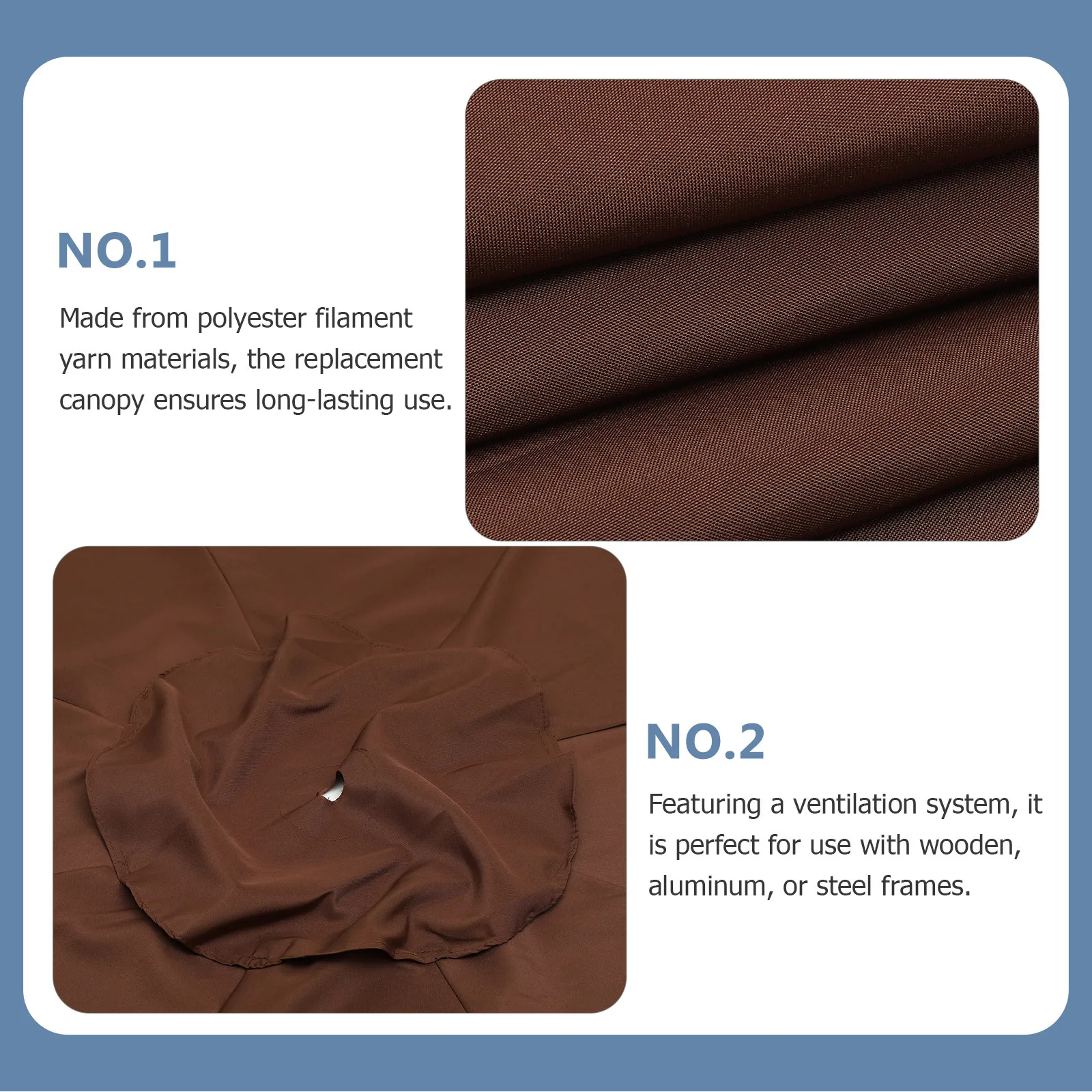 

Patio Umbrella Canopy Replacement 1 Piece Waterproof Uv-Resistant Outdoor Shade Cover for Garden Yard Deck Sun Protection