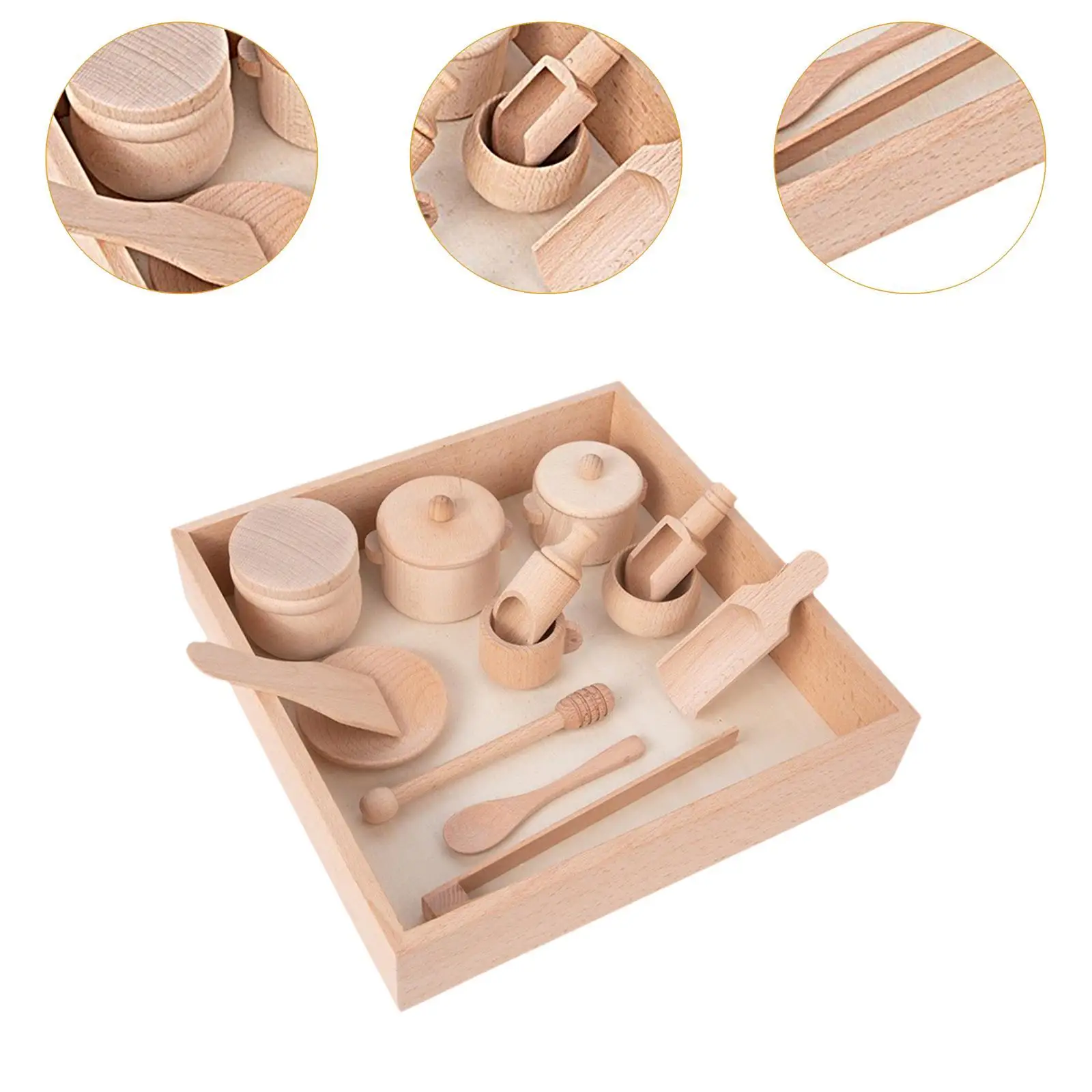 14Pcs Wooden Sensory Bin Tools Motor Skills Development Fine Motor Learning