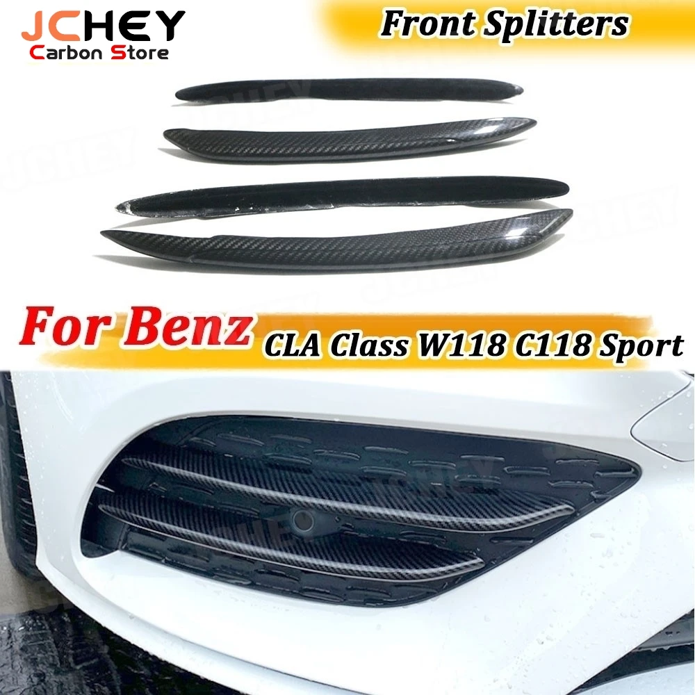 

for Benz CLA Class W118 C118 CLA200 260 Sport 2020+ Dry Carbon Fiber Front Fog Lamp Cover Trim ABS Fender Splitters Body Kits