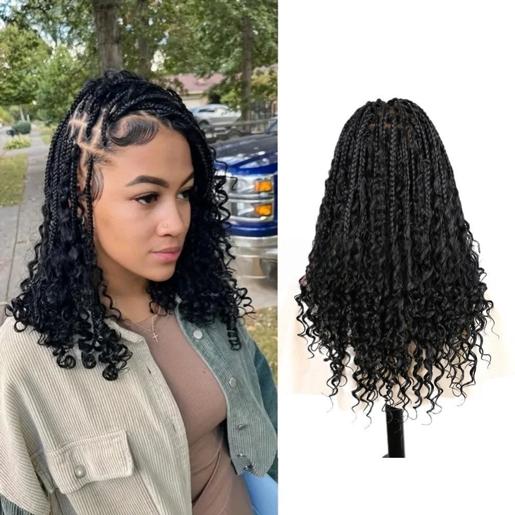 Box Braids Synthetic Lace Wig 16 Inch Box Braids Wig Ombre Color Synthetic Box Braids Hair Low Temperature Synthetic Lace Wigs