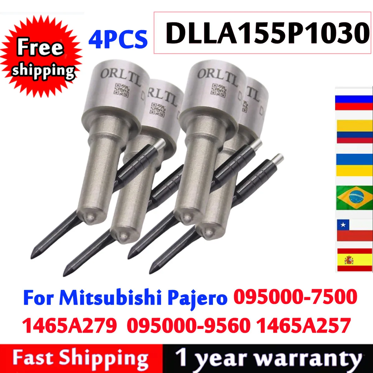 

4 шт. 095000-9560 1465A257 Форсунка DLLA155P1030 Дизельная форсунка для форсунки Mitsubishi Pajero 095000-7500 1465A279