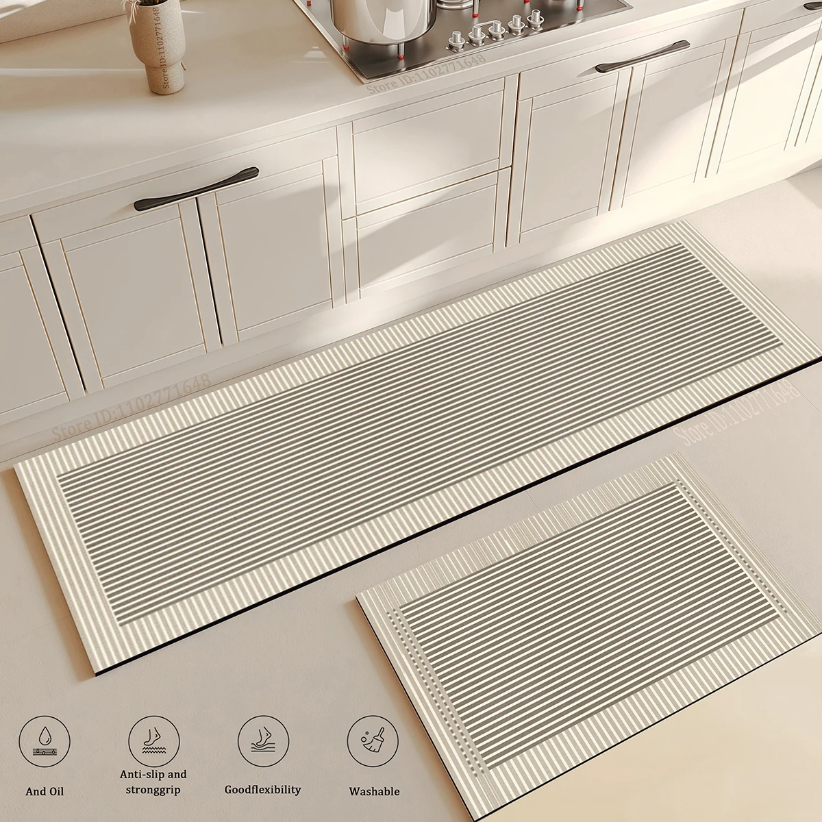 Soft Kitchen Simple Style Anti Fatigue Floor Mat  Non-Slip Absorbent Washable Carpet Long Large Bathroom Entrance Quality Rug