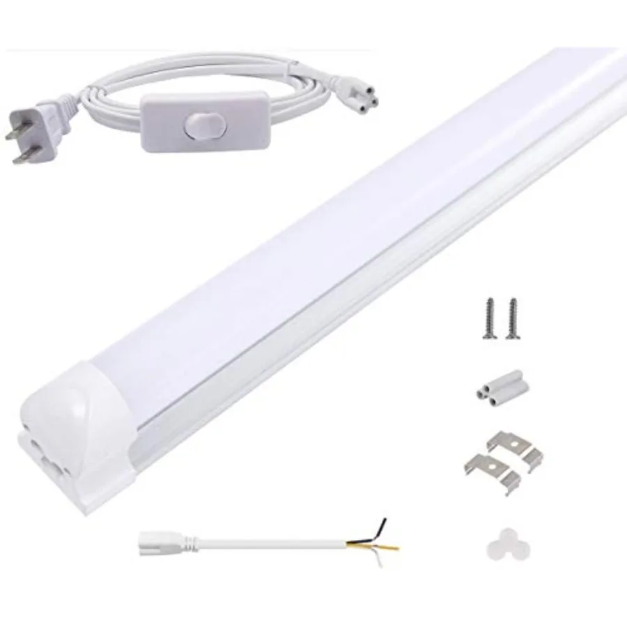 12inch 1200 LM LED Under Cabinet Light, T8 Integrated Tube Light Fixture for Utility Shop Light, Ceiling Lighting with ON/Off S