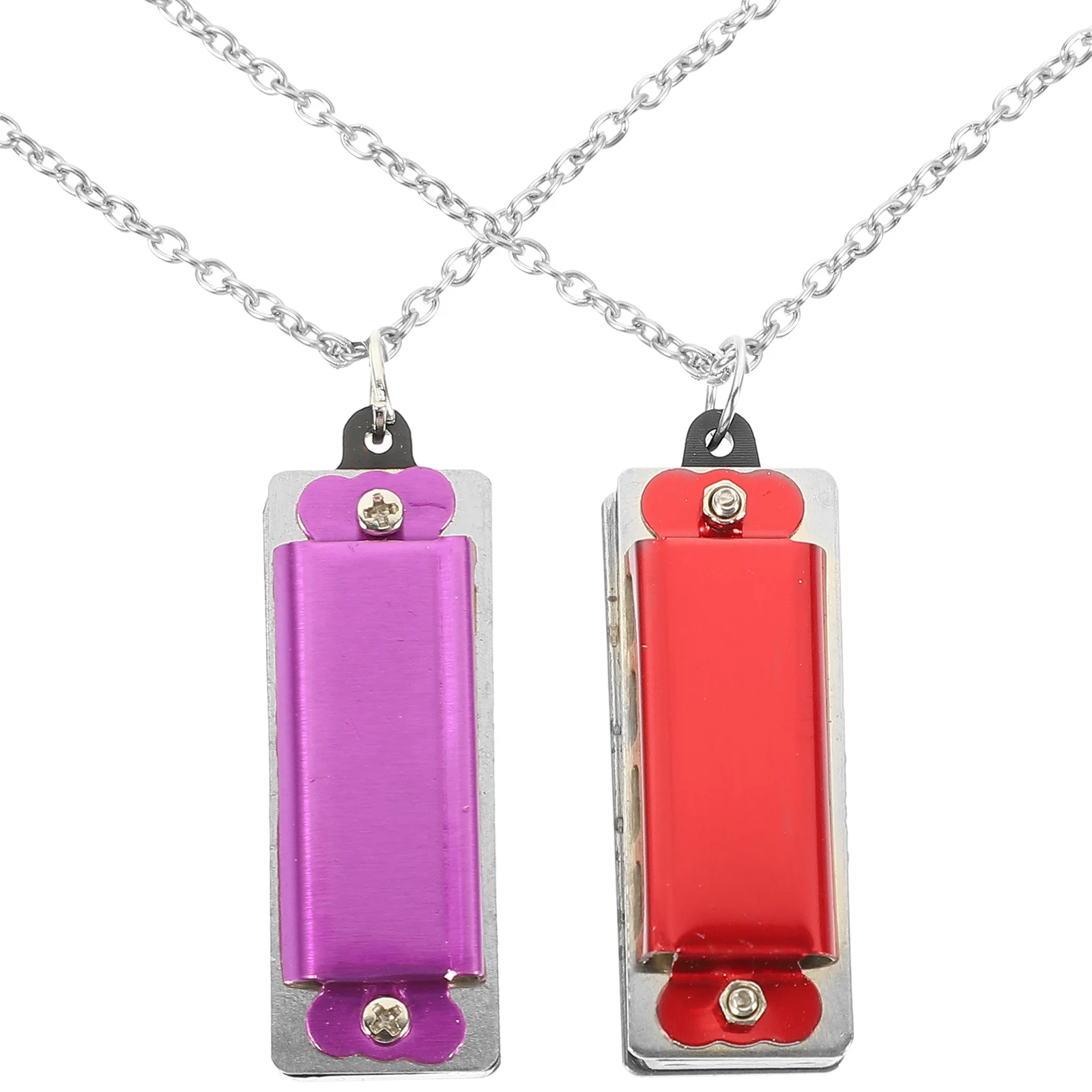 

2Pcs Kids 4-Holes 8-Tone Harmonica Necklace Pendant Portable Musical Instrument Gift Mini Harmonica Necklace Kids 4-Holes 8-Tone