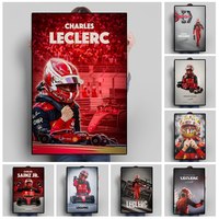 Ferrari Formula  Team Sainz  Leclerc Racing Portrait Canvas Wall Art  Grand Prix Poster  Print for Home Decor