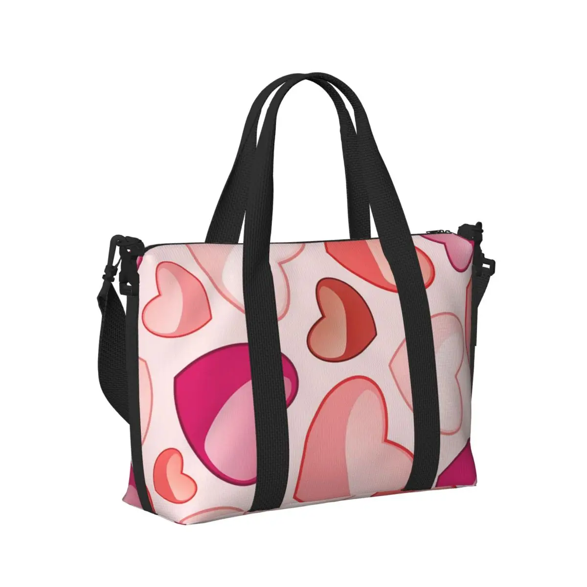 حقيبة سفر محمولة على شكل قلب وردي، حقيبة رياضية ذات سعة كبيرة، حقيبة حمل خفيفة الوزن على الأمتعة حقيبة مدرب حقيبة تخييم
